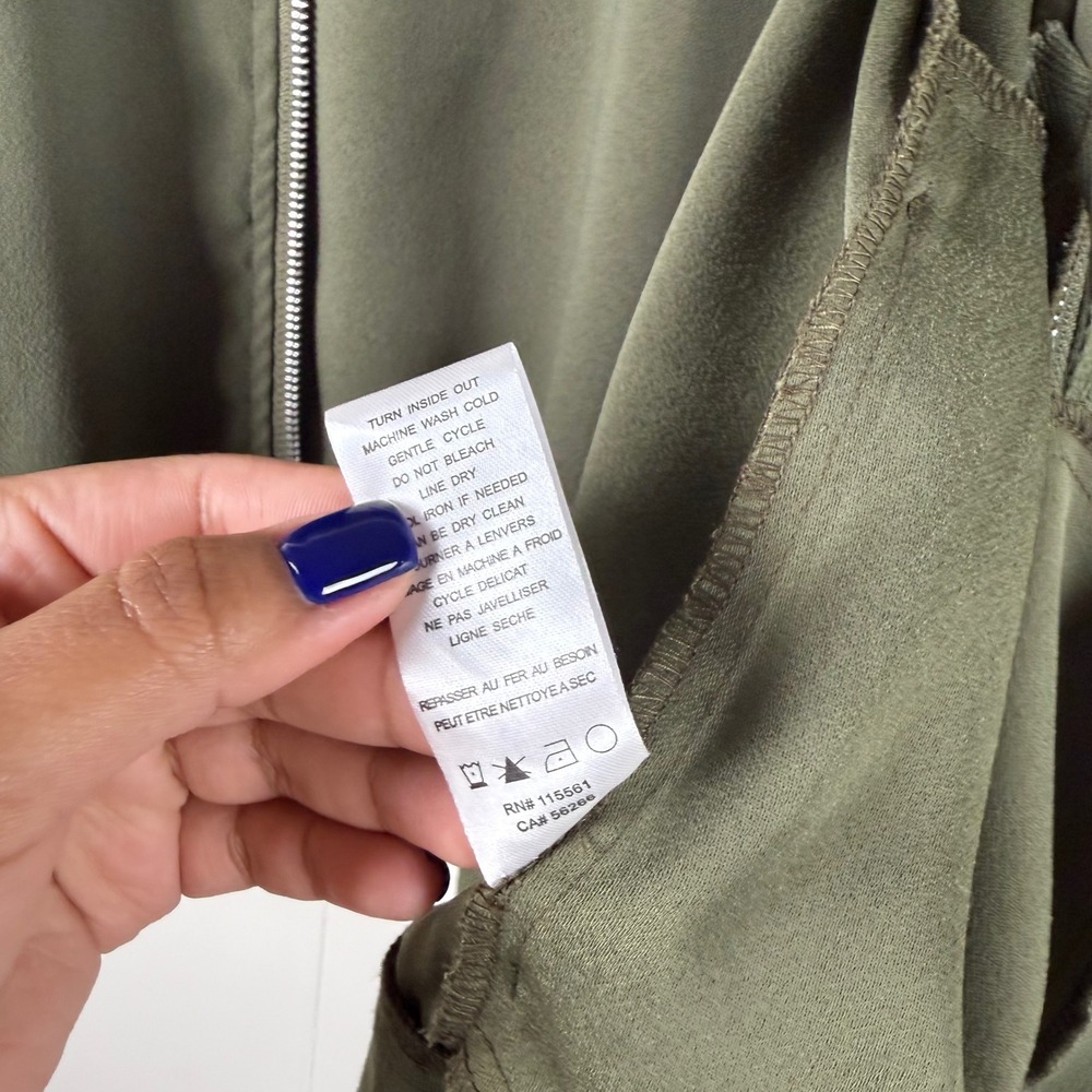 7 For All Mankind Olive Green Zip Up Bomber Jacket Women's Size‎ S - Picture 4 of 8